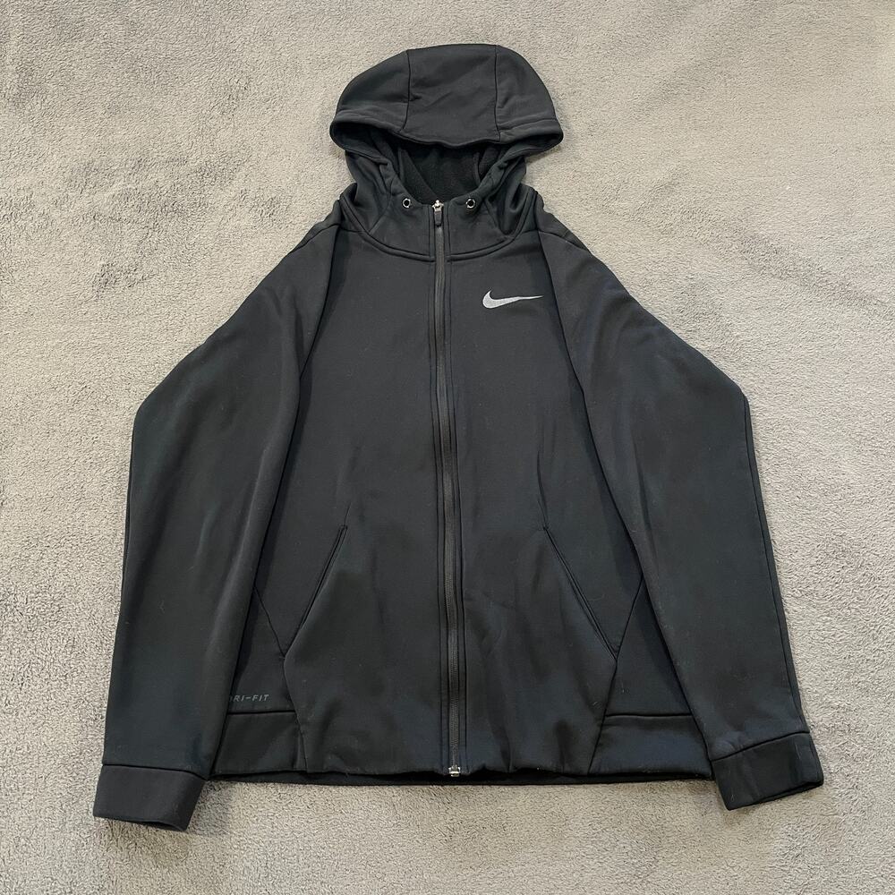 Nike Dri-FIT Therapy Black Full Zip Hooded Training Fleece Jacket Men's Size S